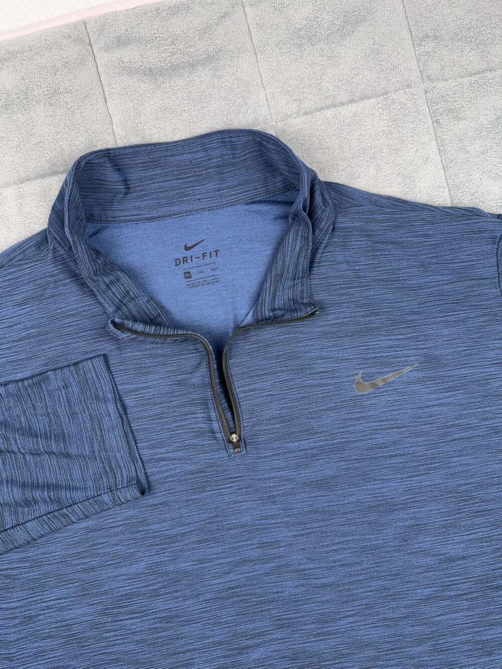 Nike Dri-FIT Quarter 1/4 Zip Heathered Pullover Blue Long Sleeve Size XL